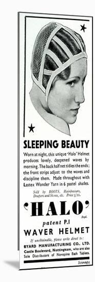 Advert for Halo Sleeping Cap 1936-null-Mounted Art Print