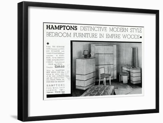 Advert for Hamptons Bedroom Suite 1935-null-Framed Art Print