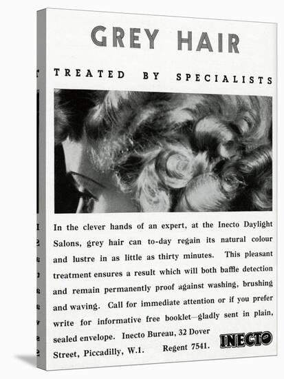 Advert for Inecto Salons: Unwanted Grey Hair 1936-null-Stretched Canvas