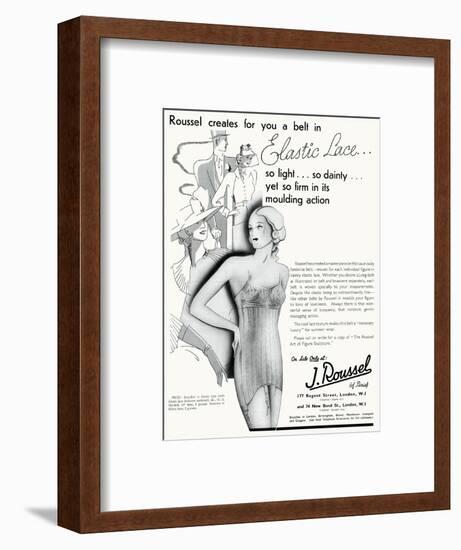 Advert for J. Roussel Lingerie with Elastic Lace Belt 1936-null-Framed Art Print