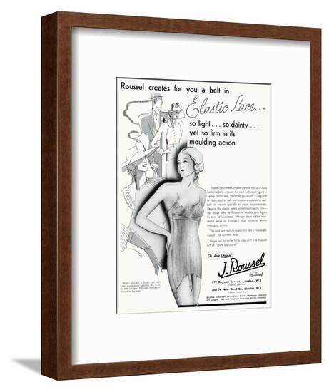 Advert for J. Roussel Lingerie with Elastic Lace Belt 1936--Framed Art Print