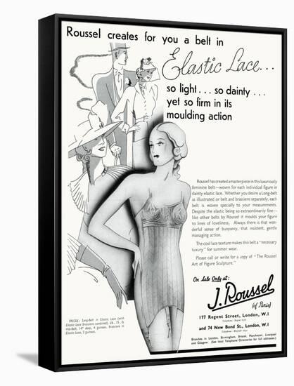 Advert for J. Roussel Lingerie with Elastic Lace Belt 1936-null-Framed Stretched Canvas