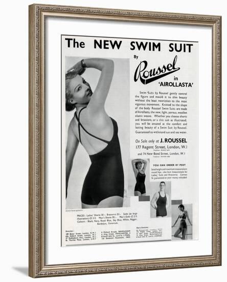 Advert for J. Roussel Swim Suits for Men and Women 1935-null-Framed Photographic Print