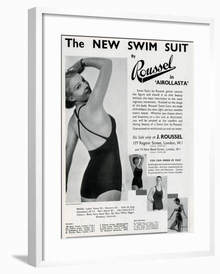 Advert for J. Roussel Swim Suits for Men and Women 1935-null-Framed Photographic Print