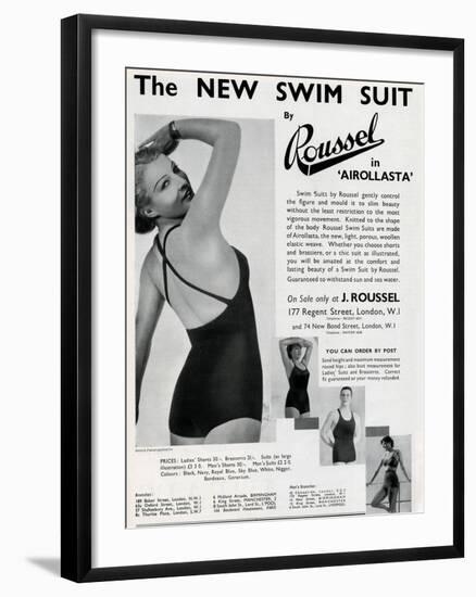 Advert for J. Roussel Swim Suits for Men and Women 1935-null-Framed Photographic Print