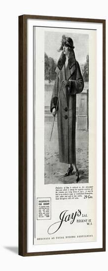 Advert for Jay's Womens Coats 1923-null-Framed Art Print