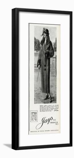 Advert for Jay's Womens Coats 1923-null-Framed Art Print