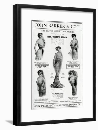 Advert for John Barker and Co, Corsets-null-Framed Art Print