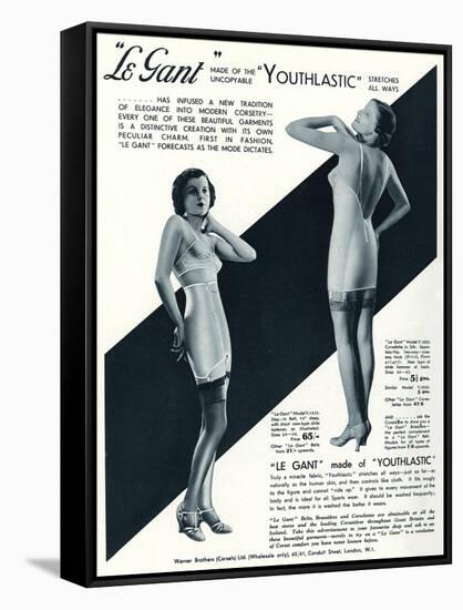 Advert for Le Gant Corsets 1935-null-Framed Stretched Canvas