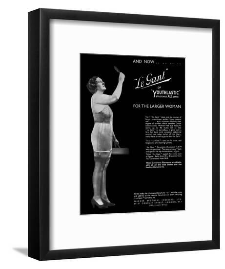 Advert for Le Gant Corsets for the Larger Women 1936--Framed Art Print
