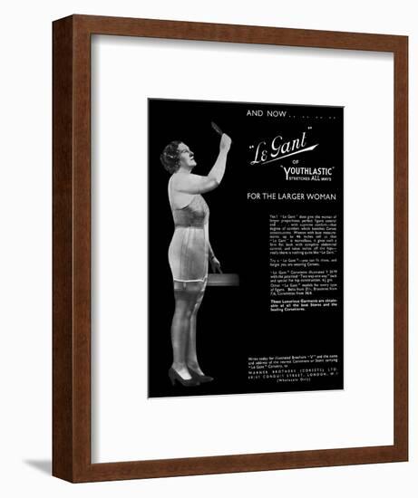 Advert for Le Gant Corsets for the Larger Women 1936-null-Framed Art Print