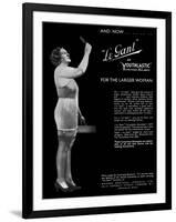 Advert for Le Gant Corsets for the Larger Women 1936-null-Framed Art Print