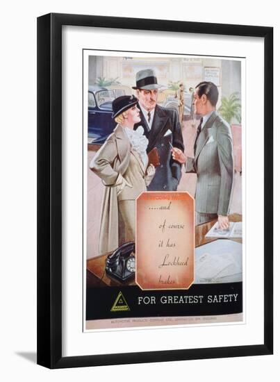 Advert for Lockheed Car Brakes by Automotive Products of Leamington Spa, 1937-null-Framed Giclee Print