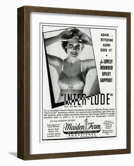 Advert for Maiden Form Bra with Uplift 1936-null-Framed Art Print