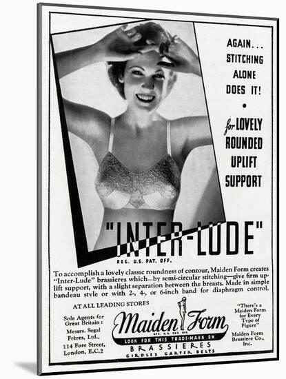 Advert for Maiden Form Bra with Uplift 1936-null-Mounted Art Print