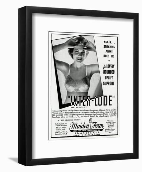 Advert for Maiden Form Bra with Uplift 1936-null-Framed Art Print