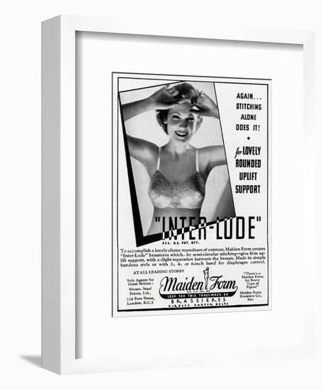 Advert for Maiden Form Bra with Uplift 1936-null-Framed Art Print