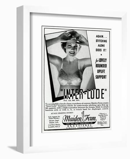 Advert for Maiden Form Bra with Uplift 1936-null-Framed Art Print