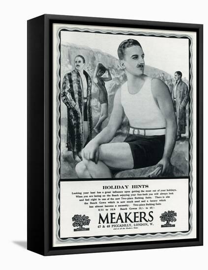 Advert for Meakers Mens Swimwear 1927-null-Framed Stretched Canvas