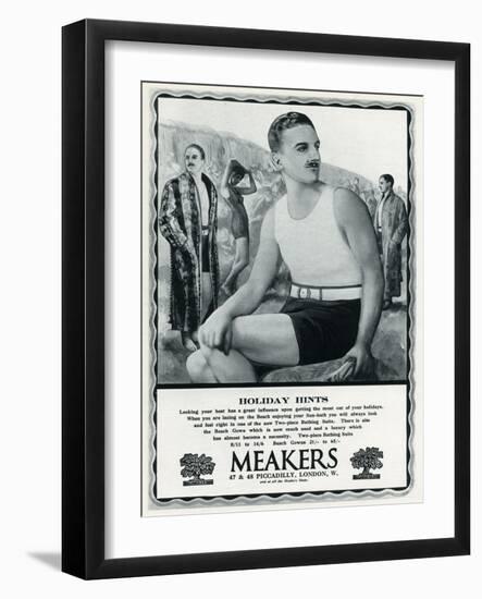 Advert for Meakers Mens Swimwear 1927-null-Framed Art Print