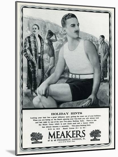 Advert for Meakers Mens Swimwear 1927-null-Mounted Art Print