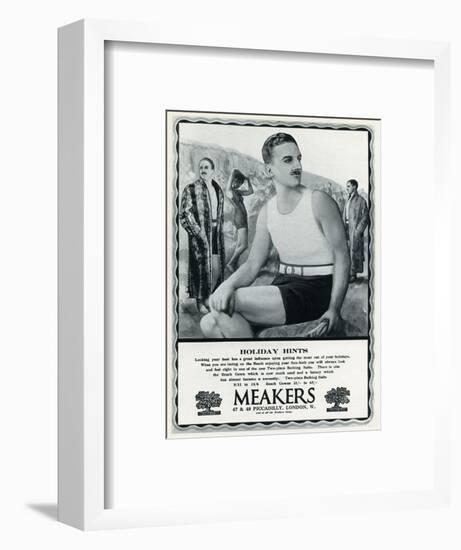 Advert for Meakers Mens Swimwear 1927-null-Framed Art Print