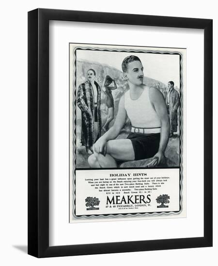 Advert for Meakers Mens Swimwear 1927-null-Framed Art Print