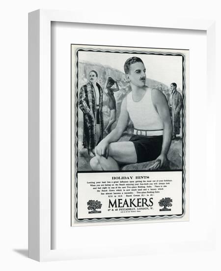 Advert for Meakers Mens Swimwear 1927-null-Framed Art Print