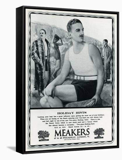 Advert for Meakers Mens Swimwear 1927-null-Framed Stretched Canvas