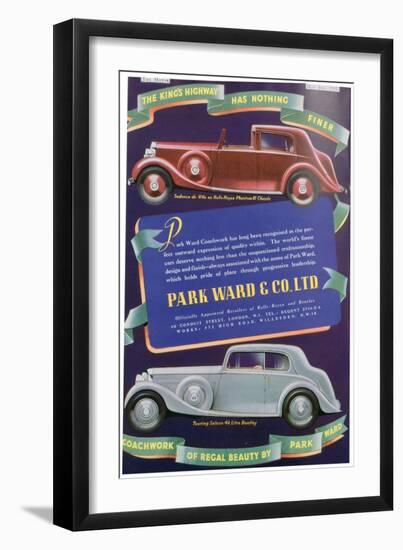 Advert for Park Ward and Co Car Coachwork, 1937-null-Framed Giclee Print