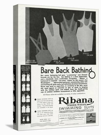 Advert for Ribana Pure Wool Bathing Suits 1931-null-Stretched Canvas