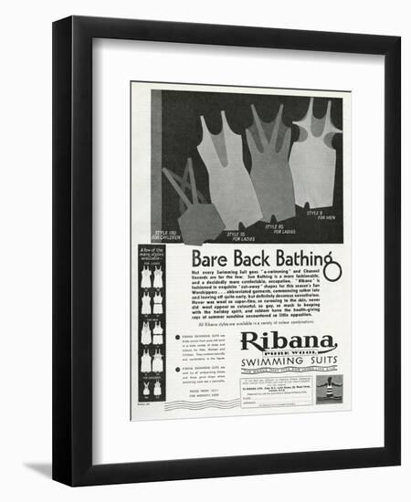 Advert for Ribana Pure Wool Bathing Suits 1931-null-Framed Art Print