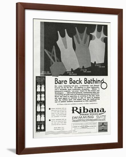 Advert for Ribana Pure Wool Bathing Suits 1931-null-Framed Art Print