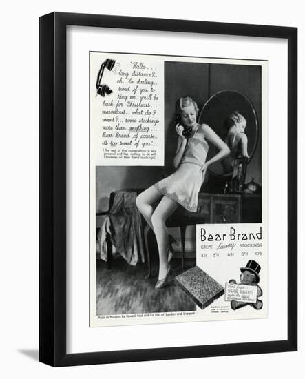 Advert for Stockings by Bear Brand 1934-null-Framed Art Print