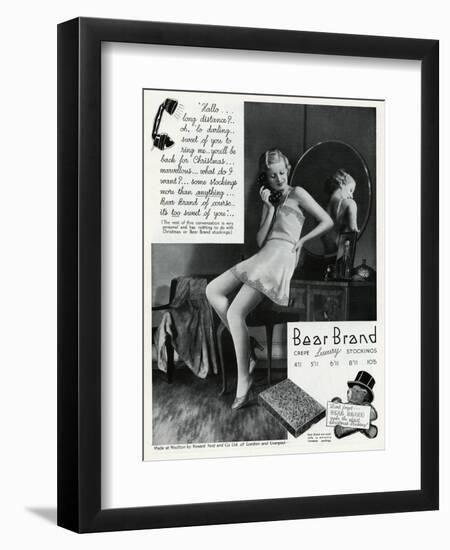 Advert for Stockings by Bear Brand 1934-null-Framed Art Print