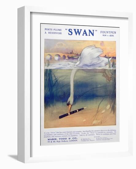 Advert for Swan Fountain Pens, C1906-null-Framed Giclee Print