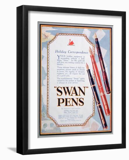 Advert for Swan Pens, 1906-null-Framed Giclee Print