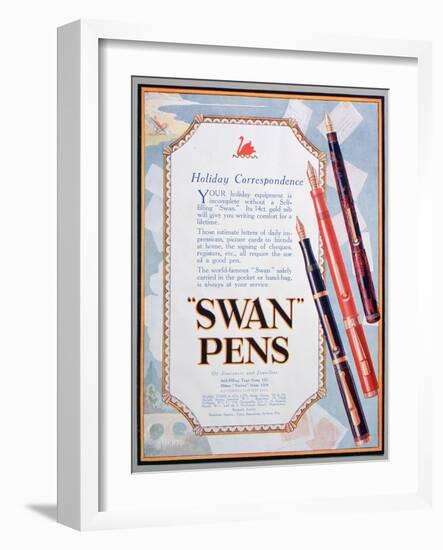 Advert for Swan Pens, 1906-null-Framed Giclee Print