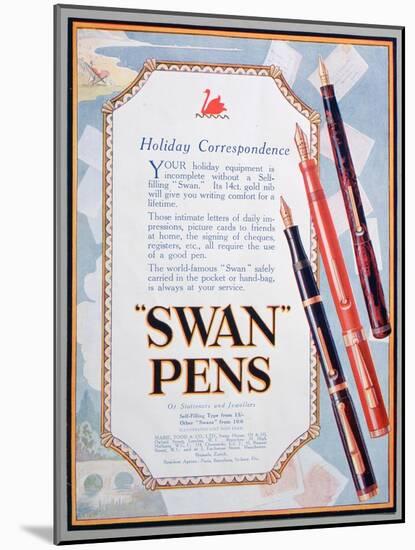 Advert for Swan Pens, 1906-null-Mounted Giclee Print