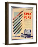 Advert for Swan Pens, 1931-null-Framed Giclee Print