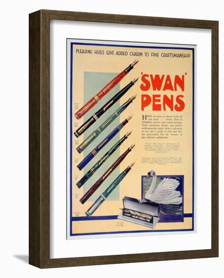 Advert for Swan Pens, 1931-null-Framed Giclee Print