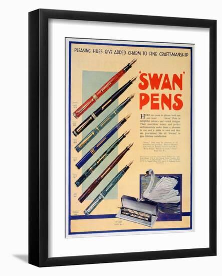 Advert for Swan Pens, 1931-null-Framed Giclee Print