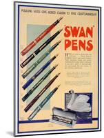 Advert for Swan Pens, 1931-null-Mounted Giclee Print