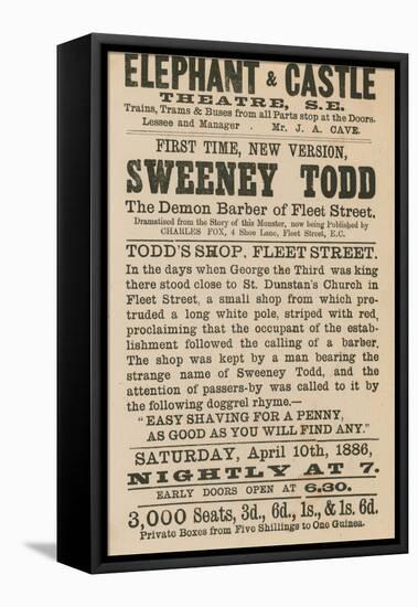 Advert for Sweeney Todd the Demon Barber of Fleet Street-null-Framed Stretched Canvas