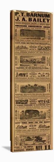 Advert for the Appearance of P T Barnum and J a Bailey's Show at Olympia-null-Stretched Canvas
