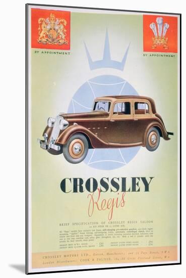 Advert for the Crossley Regis Car, 1935-null-Mounted Giclee Print