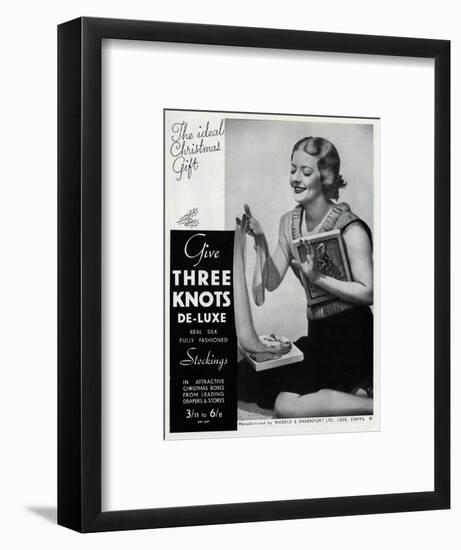 Advert for Three Knots De-Luxe Stockings 1934-null-Framed Art Print