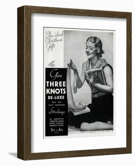 Advert for Three Knots De-Luxe Stockings 1934-null-Framed Art Print