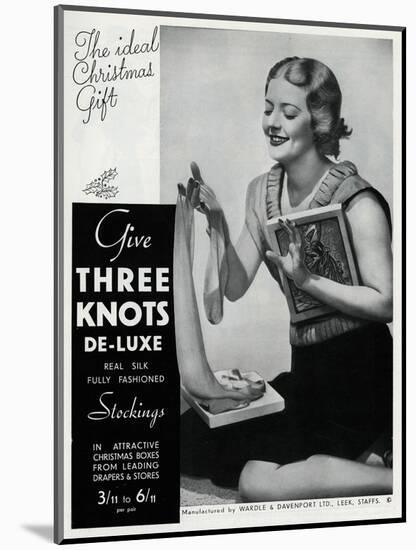 Advert for Three Knots De-Luxe Stockings 1934-null-Mounted Art Print