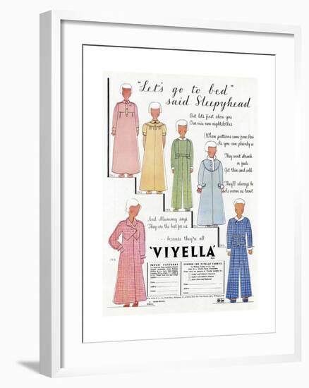 Advert for Viyella Children's Sleepwear 1936-null-Framed Giclee Print